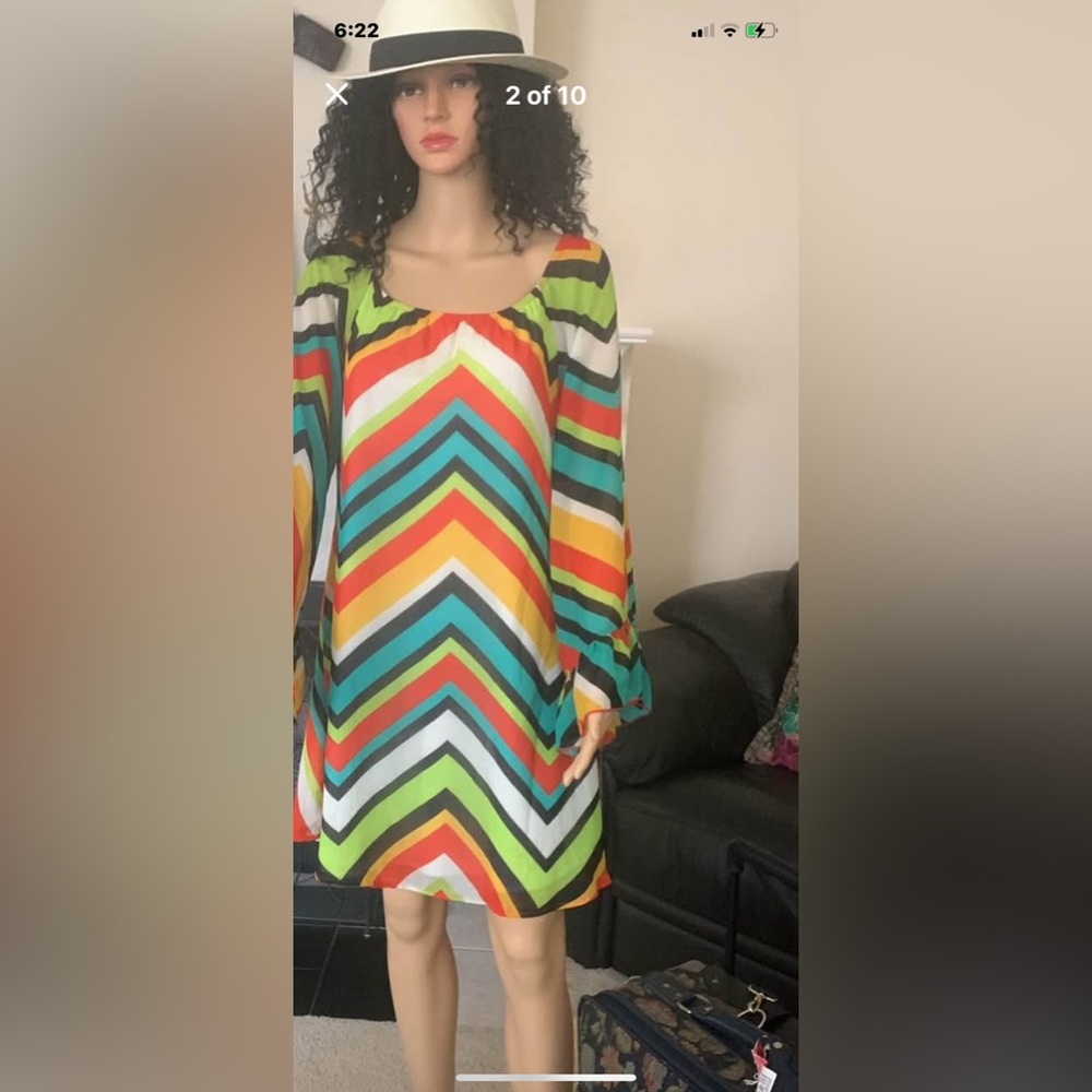 2tee Couture Multicolor Chevron Top